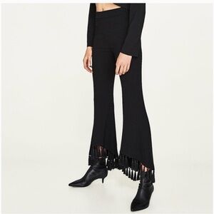Zara Black Fringe Flare Pants